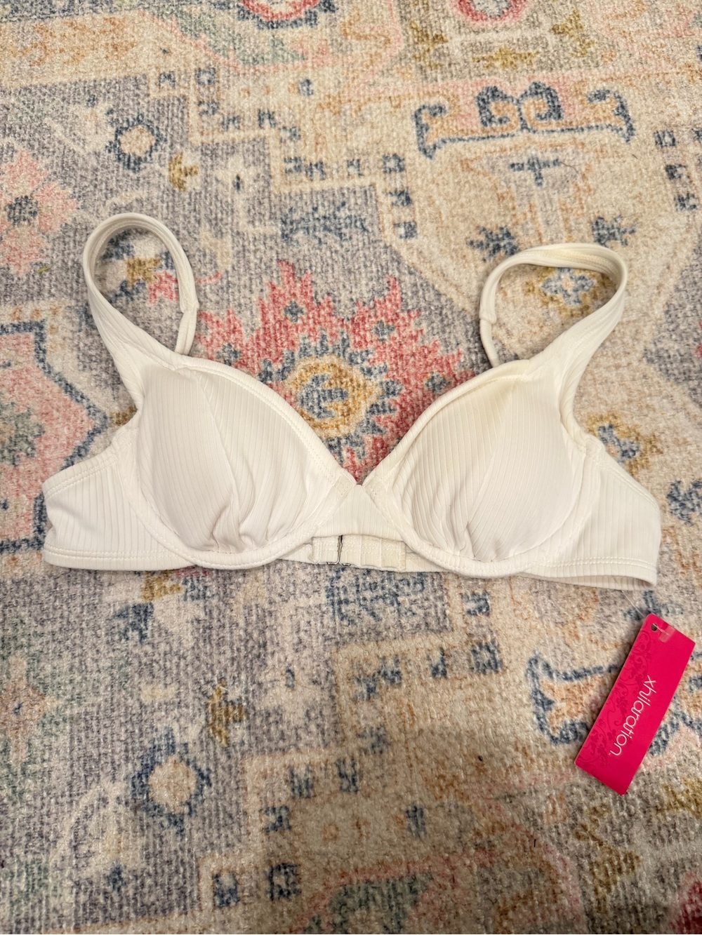Xhilaration Cream Ribbed Underwire Bikini Top
